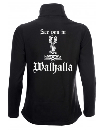 Bestickte Damen Softshell Jacke "2 Lagen" (See you in Walhalla Thorhammer)