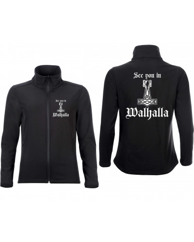 Bestickte Damen Softshell Jacke "2 Lagen" (See you in Walhalla Thorhammer)