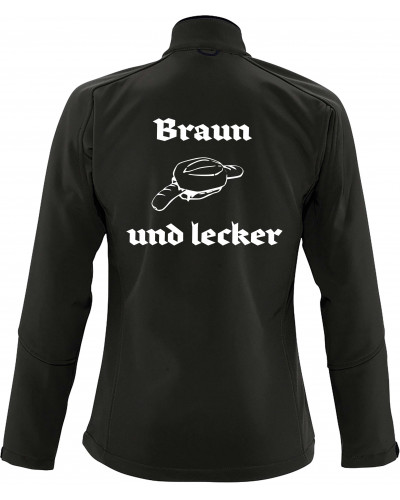 Bestickte Damen Softshell Jacke "3 Lagen" (Braun und lecker)