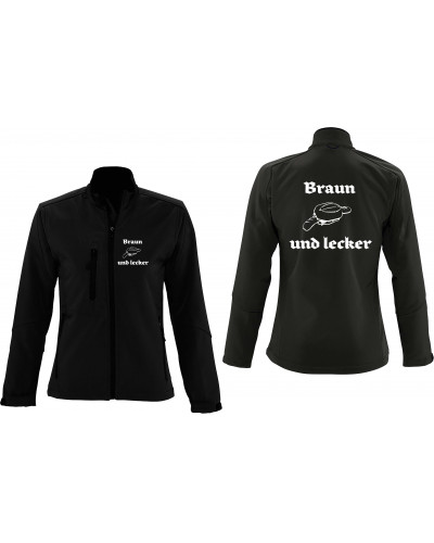 Bestickte Damen Softshell Jacke "3 Lagen" (Braun und lecker)