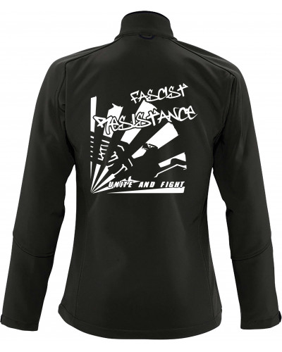 Bestickte Damen Softshell Jacke "3 Lagen" (Fascist Resistance)