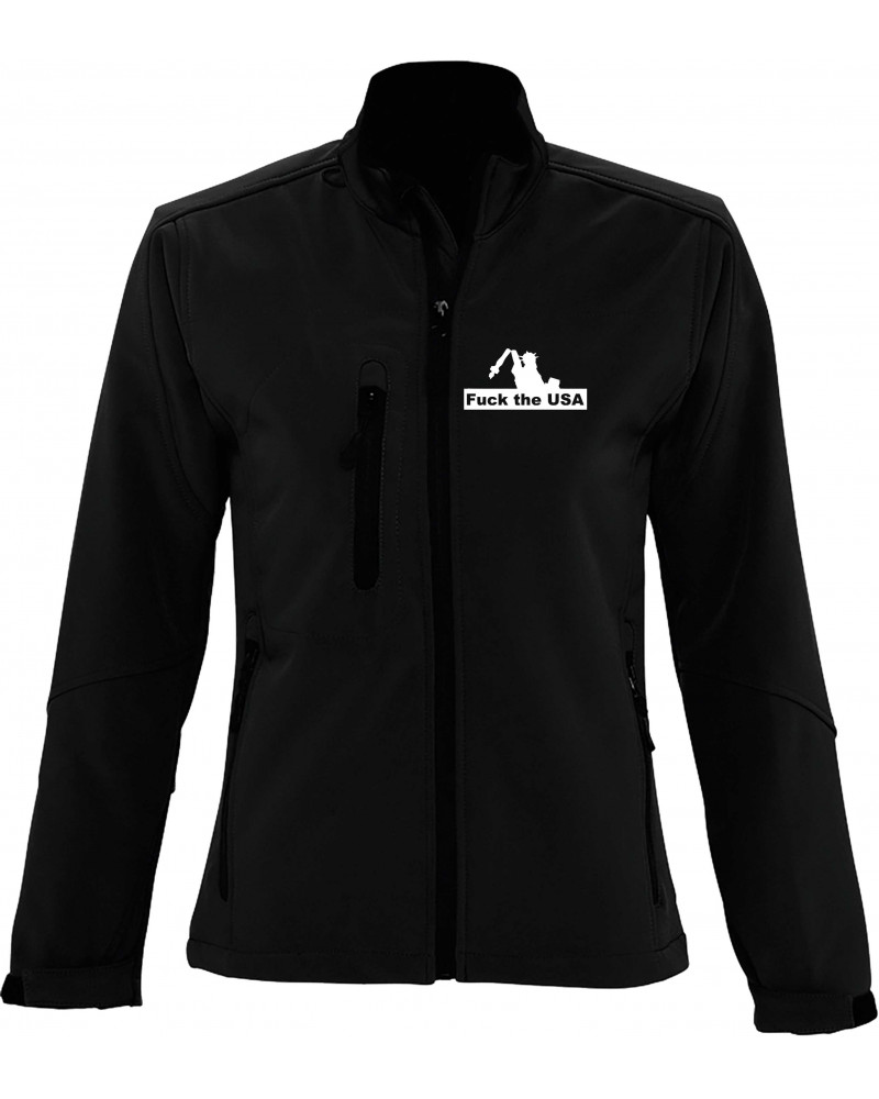 Bestickte Damen Softshell Jacke "3 Lagen" (Fuck the USA)