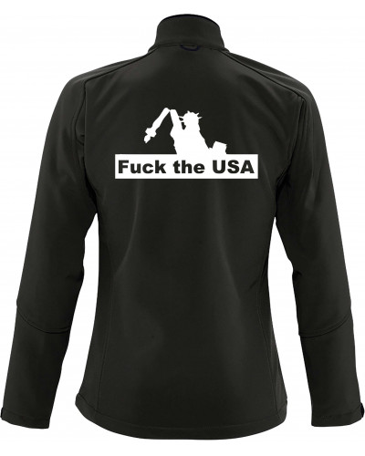 Bestickte Damen Softshell Jacke "3 Lagen" (Fuck the USA)