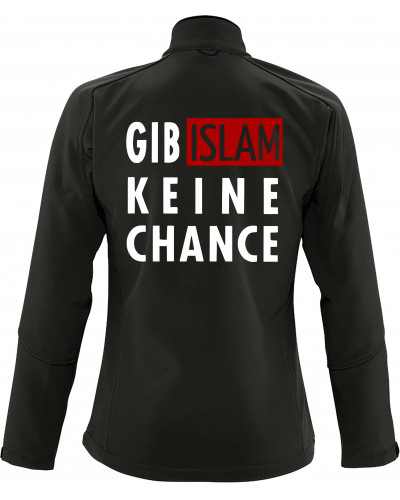 Bestickte Damen Softshell Jacke "3 Lagen" (Gib Islam keine Chance)