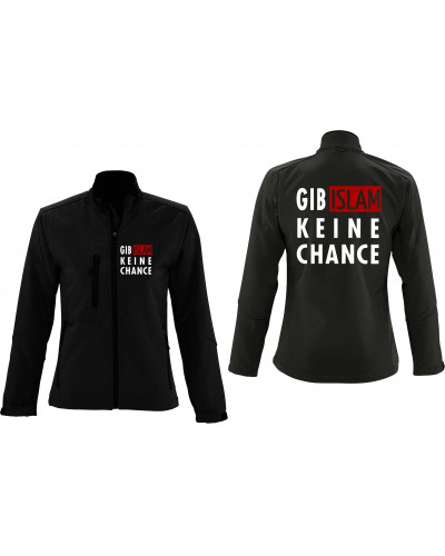 Bestickte Damen Softshell Jacke "3 Lagen" (Gib Islam keine Chance)