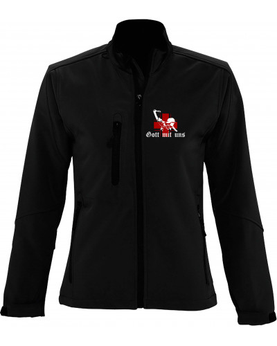 Bestickte Damen Softshell Jacke "3 Lagen" (Gott mit uns, Soldat)