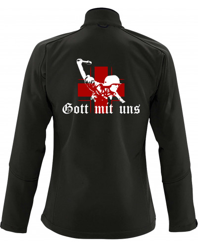 Bestickte Damen Softshell Jacke "3 Lagen" (Gott mit uns, Soldat)