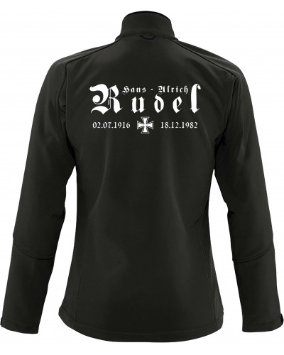 Bestickte Damen Softshell Jacke "3 Lagen" (Hans - Ulrich Rudel, Kreuz)