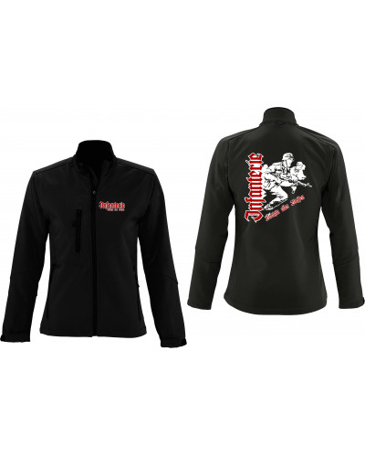 Bestickte Damen Softshell Jacke "3 Lagen" (Infanterie, Königin aller Waffen)