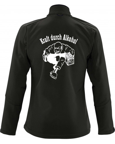 Bestickte Damen Softshell Jacke "3 Lagen" (Kraft durch Alkohol)