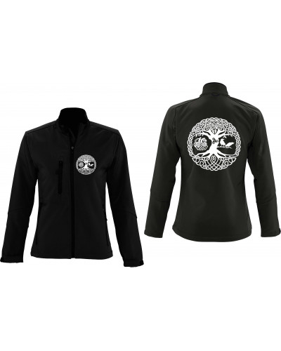 Bestickte Damen Softshell Jacke "3 Lagen" (Lebensbaum)
