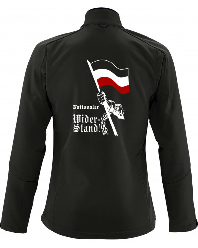Bestickte Damen Softshell Jacke "3 Lagen" (Nationaler Widerstand, Fahne)