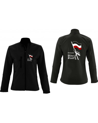 Bestickte Damen Softshell Jacke "3 Lagen" (Nationaler Widerstand, Fahne)