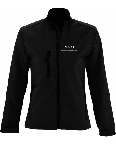 Bestickte Damen Softshell Jacke "3 Lagen" (Nazi nicht an Zuwanderung interessiert)