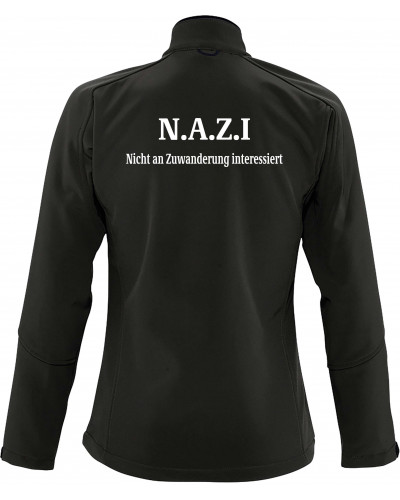 Bestickte Damen Softshell Jacke "3 Lagen" (Nazi nicht an Zuwanderung interessiert)