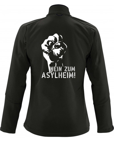 Bestickte Damen Softshell Jacke "3 Lagen" (Nein zum Asylheim)
