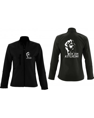 Bestickte Damen Softshell Jacke "3 Lagen" (Nein zum Asylheim)