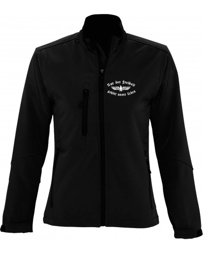 Bestickte Damen Softshell Jacke "3 Lagen" (Nur der Freiheit gehört unser Leben)