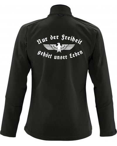 Bestickte Damen Softshell Jacke "3 Lagen" (Nur der Freiheit gehört unser Leben)