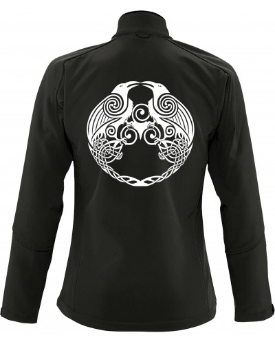 Bestickte Damen Softshell Jacke "3 Lagen" (Raben)