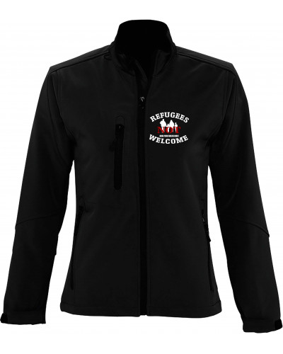 Bestickte Damen Softshell Jacke "3 Lagen" (Refugees not welcome)