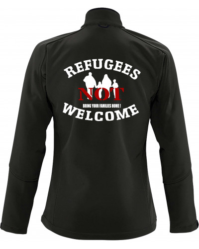 Bestickte Damen Softshell Jacke "3 Lagen" (Refugees not welcome)