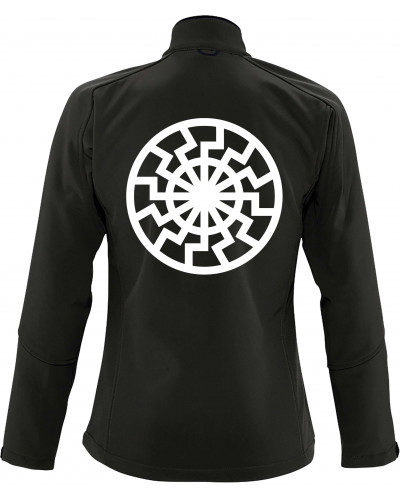 Bestickte Damen Softshell Jacke "3 Lagen" (Schwarze Sonne)