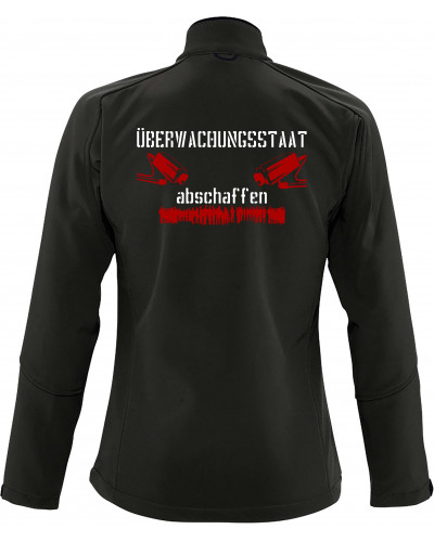 Bestickte Damen Softshell Jacke "3 Lagen" (Überwachungsstaat abschaffen)