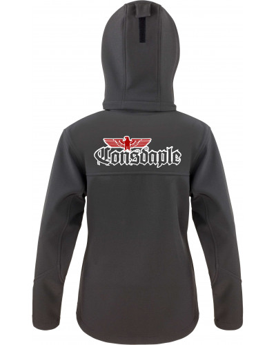 Bestickte Damen Softshell Kapuzenjacke (Consdaple, Adler 2018)