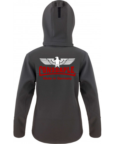 Bestickte Damen Softshell Kapuzenjacke (Consdaple, Adler made in Germany)