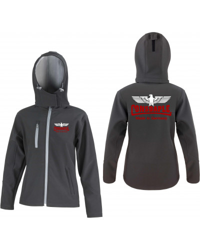 Bestickte Damen Softshell Kapuzenjacke (Consdaple, Adler made in Germany)
