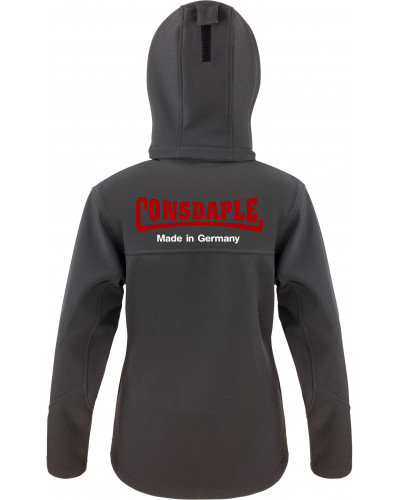 Bestickte Damen Softshell Kapuzenjacke (Consdaple, made in Germany)