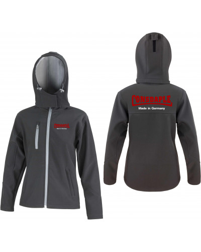 Bestickte Damen Softshell Kapuzenjacke (Consdaple, made in Germany)