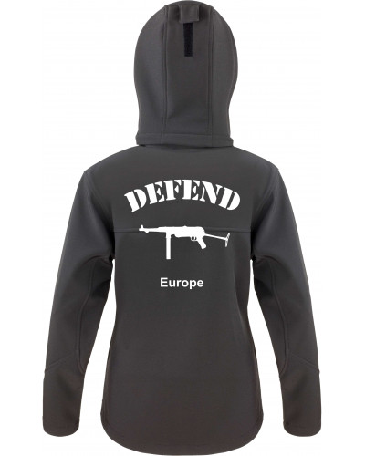 Bestickte Damen Softshell Kapuzenjacke (Defend Europe)