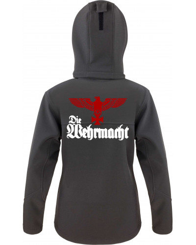 Bestickte Damen Softshell Kapuzenjacke (Die Wehrmacht)
