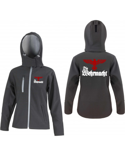Bestickte Damen Softshell Kapuzenjacke (Die Wehrmacht)