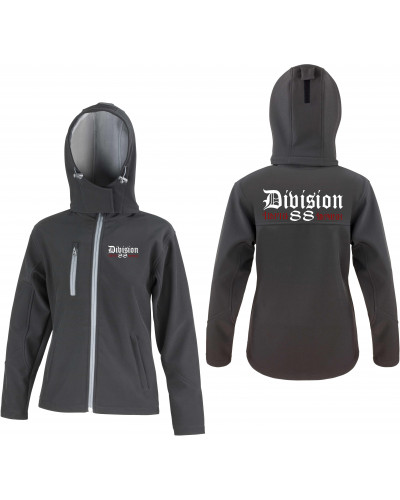 Bestickte Damen Softshell Kapuzenjacke (Division 88 Runen)