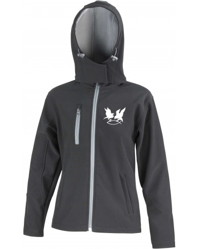 Bestickte Damen Softshell Kapuzenjacke (Hugin Munin)