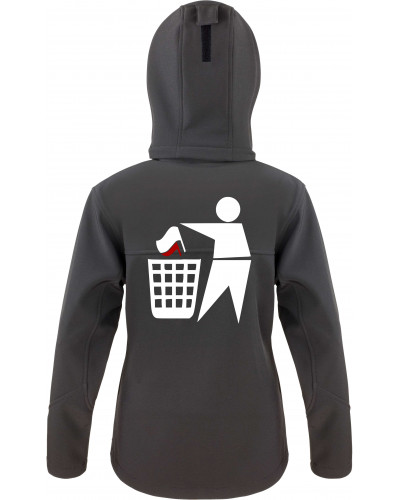 Bestickte Damen Softshell Kapuzenjacke (Keinen Bock auf Zecken)
