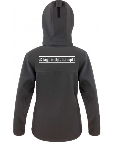 Bestickte Damen Softshell Kapuzenjacke (Klagt nicht kämpft)