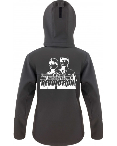 Bestickte Damen Softshell Kapuzenjacke (Komm zur Revolution)