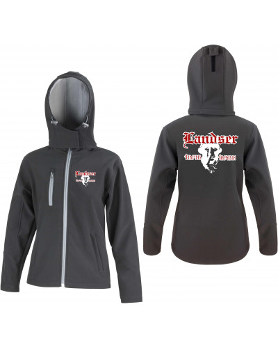 Bestickte Damen Softshell Kapuzenjacke (Landser, Soldat)