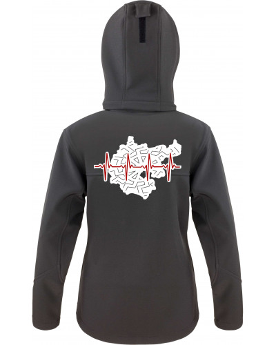 Bestickte Damen Softshell Kapuzenjacke (Mein Herz schlägt für Deutschland)