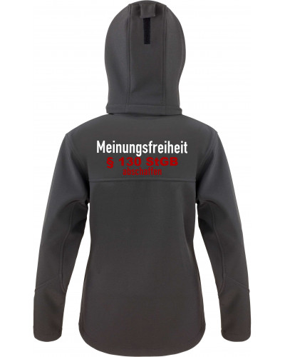 Bestickte Damen Softshell Kapuzenjacke (Meinungsfreiheit)