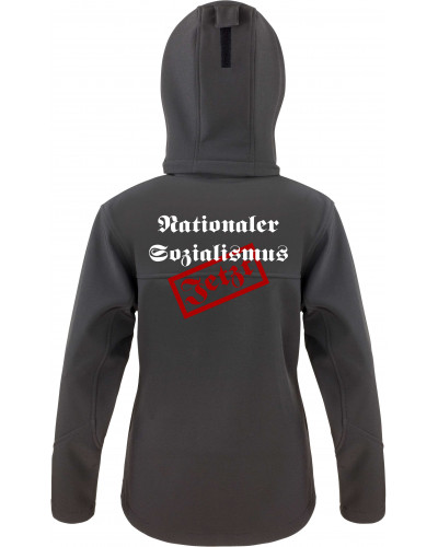 Bestickte Damen Softshell Kapuzenjacke (Nationaler Sozialismus jetzt)