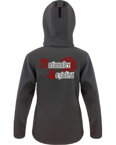 Bestickte Damen Softshell Kapuzenjacke (Nationaler Sozialist)
