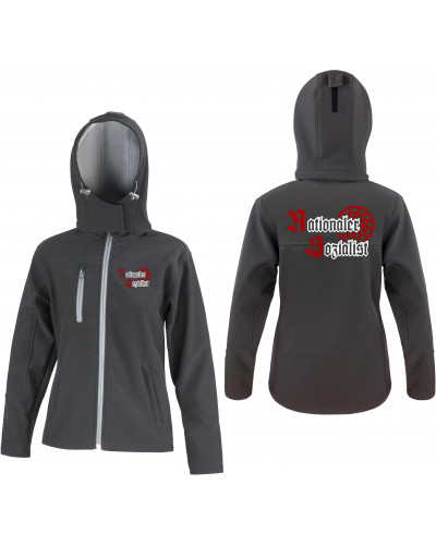 Bestickte Damen Softshell Kapuzenjacke (Nationaler Sozialist)