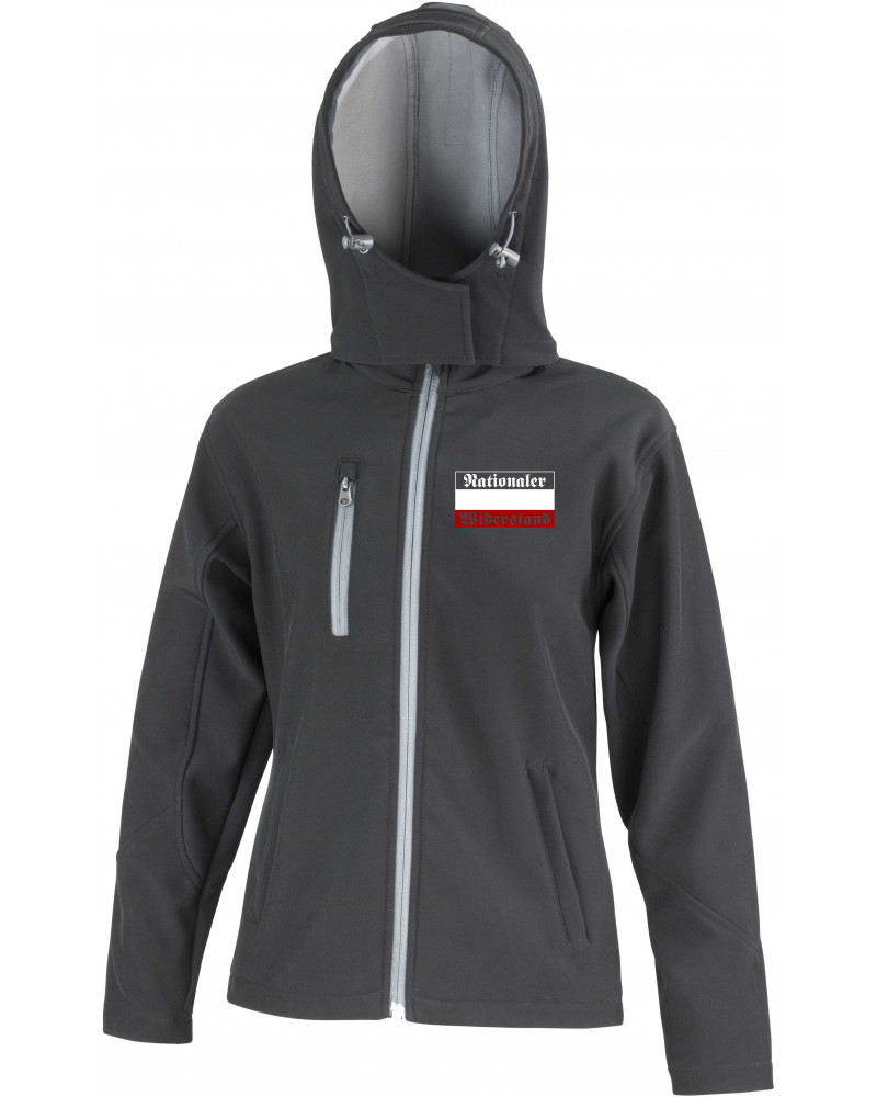 Bestickte Damen Softshell Kapuzenjacke (Nationaler Widerstand)