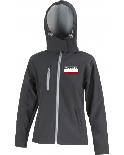 Bestickte Damen Softshell Kapuzenjacke (Nationaler Widerstand)