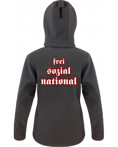 Bestickte Damen Softshell Kapuzenjacke (Nationalist, FSN)